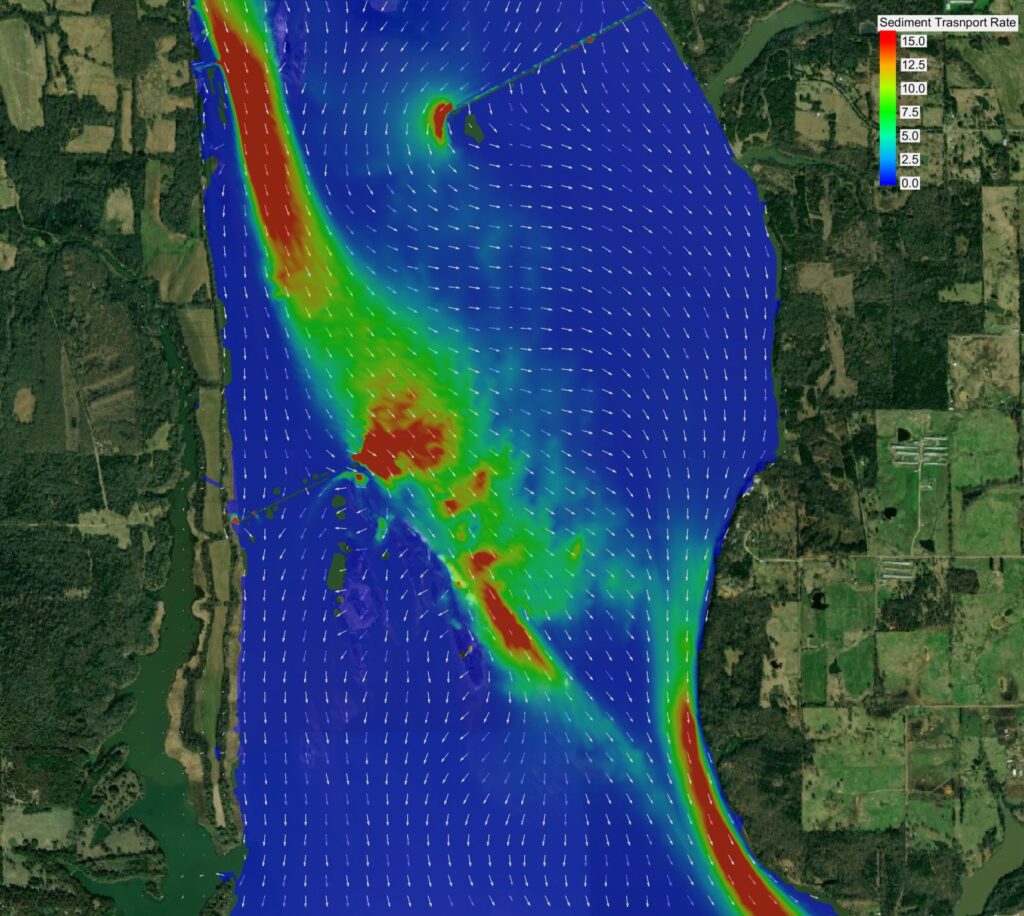 Sediment transport modeling visualization for waterway analysis